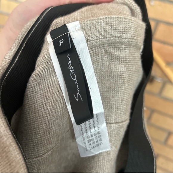 Some Others Thick Wide Leg Beige/Grey Casual Pants - Picture 3 of 5